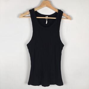 Anthropologie Robin Ribbed Black Racerback Tank Top Womens Small Sleeveless
